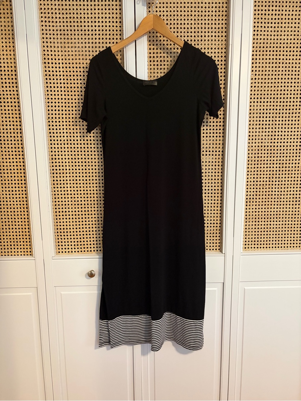 MIIK Emmette Midi Dress Black with Striped Hem